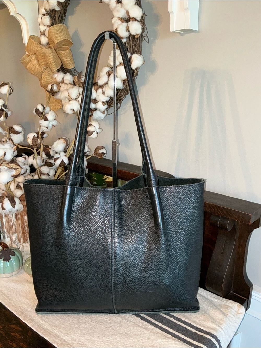 Black Leather cowl sweater